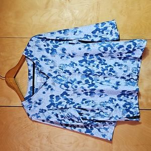 Alfred Dunner Lightweight Knit 3/4 Sleeve Sweater Top Abstract Animal Print P/M